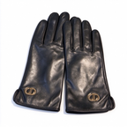 Dior 30 Montaigne Long Leather Gloves | Black Lambskin with Gold-Tone CD Logo & Side Button Detail