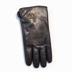 Dior 30 Montaigne Long Leather Gloves | Black Lambskin with Gold-Tone CD Logo & Side Button Detail