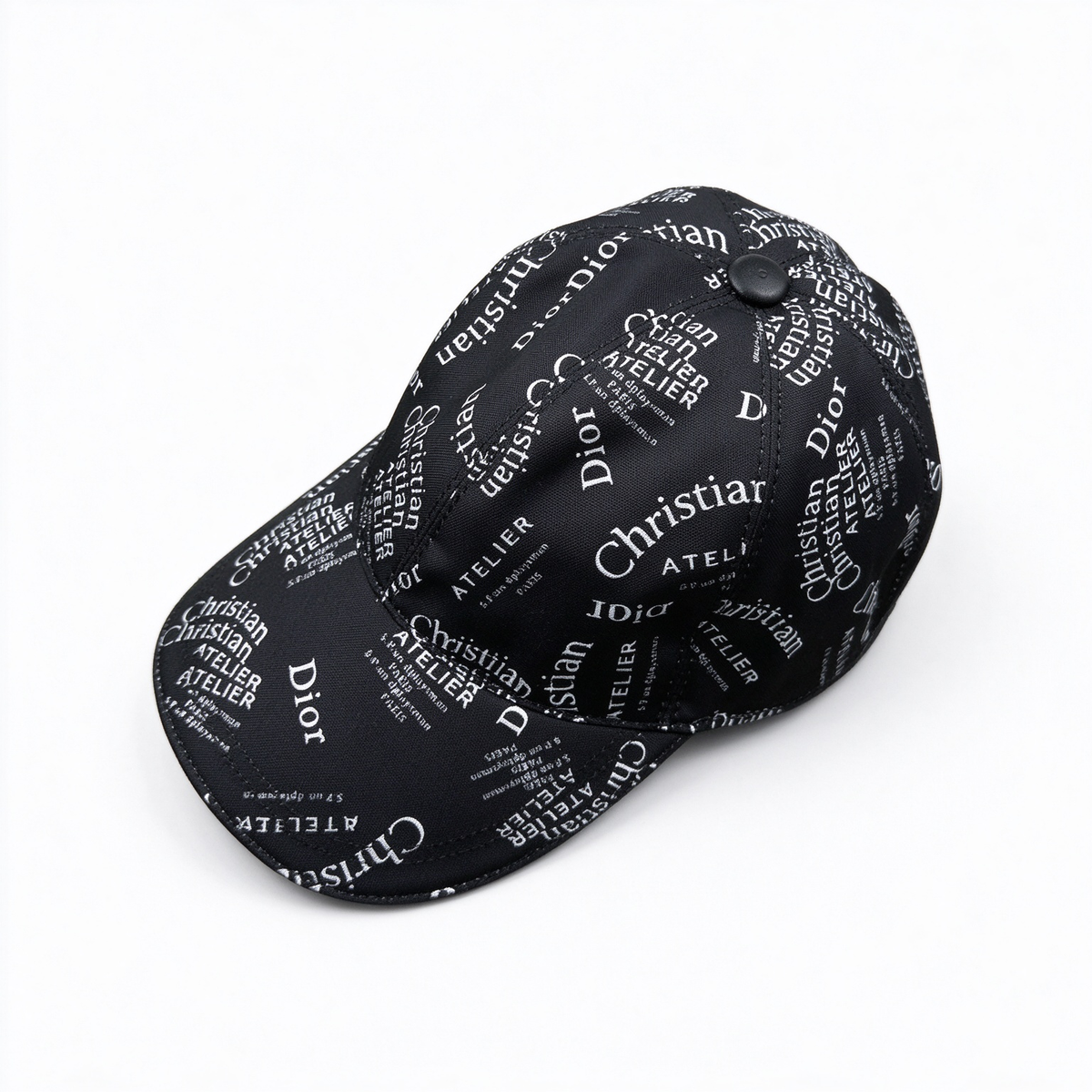 Dior Style Atelier All-Over Print Baseball Cap – Black Monogram Trucker Hat, Luxury French Designer Jacquard Sports Cap for Women & Men