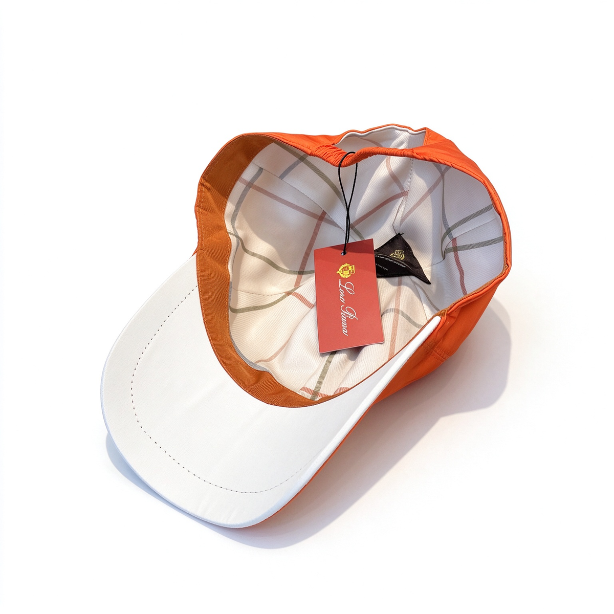 Loro Piana Storm System Baseball Cap | Bright Orange Waterproof Wind Microfiber Hat with White Trim & Tonal Embroidered Logo
