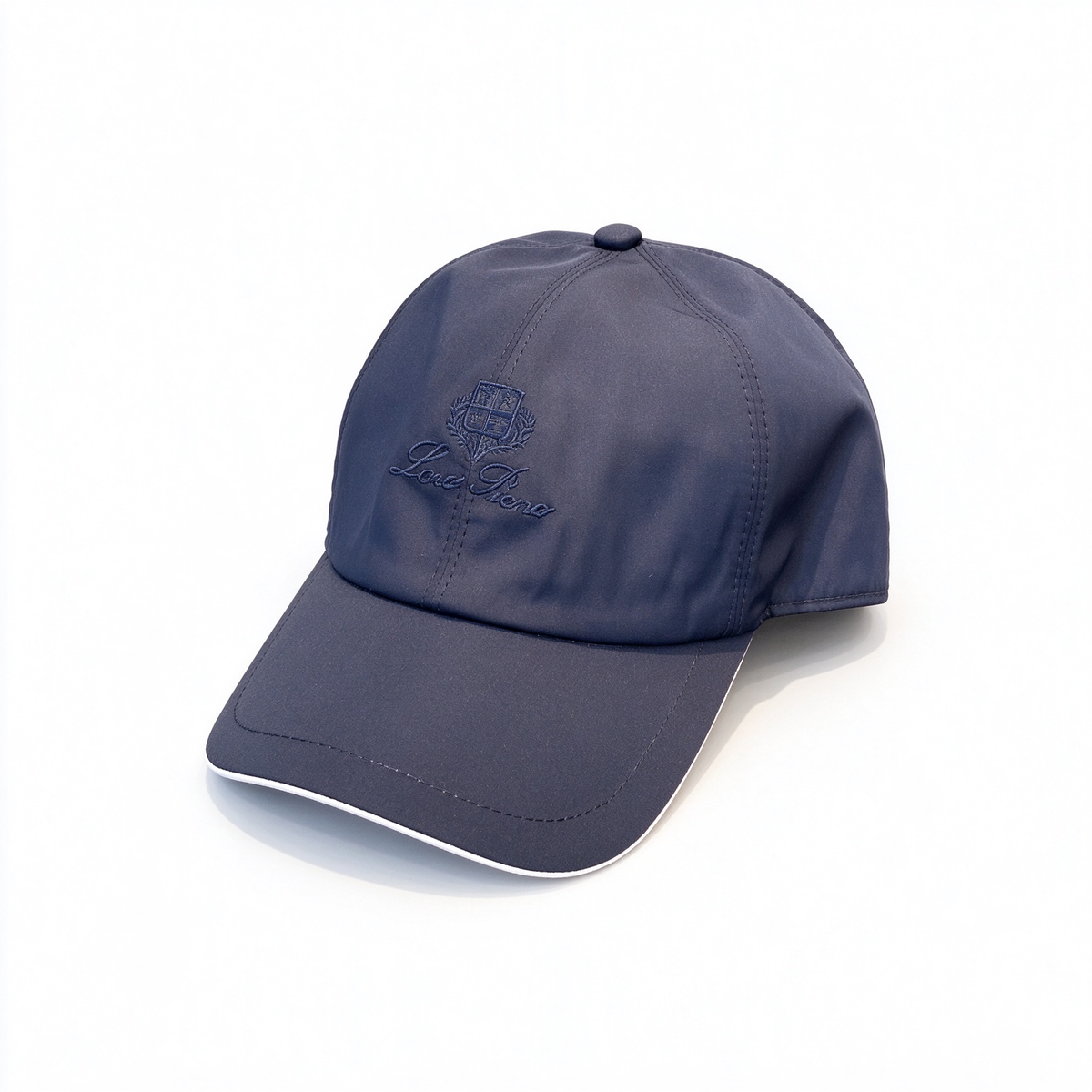 Loro Piana Storm System  Baseball Cap | Royal Blue Waterproof Wind Microfiber Hat with White Trim & Tonal Embroidered Logo