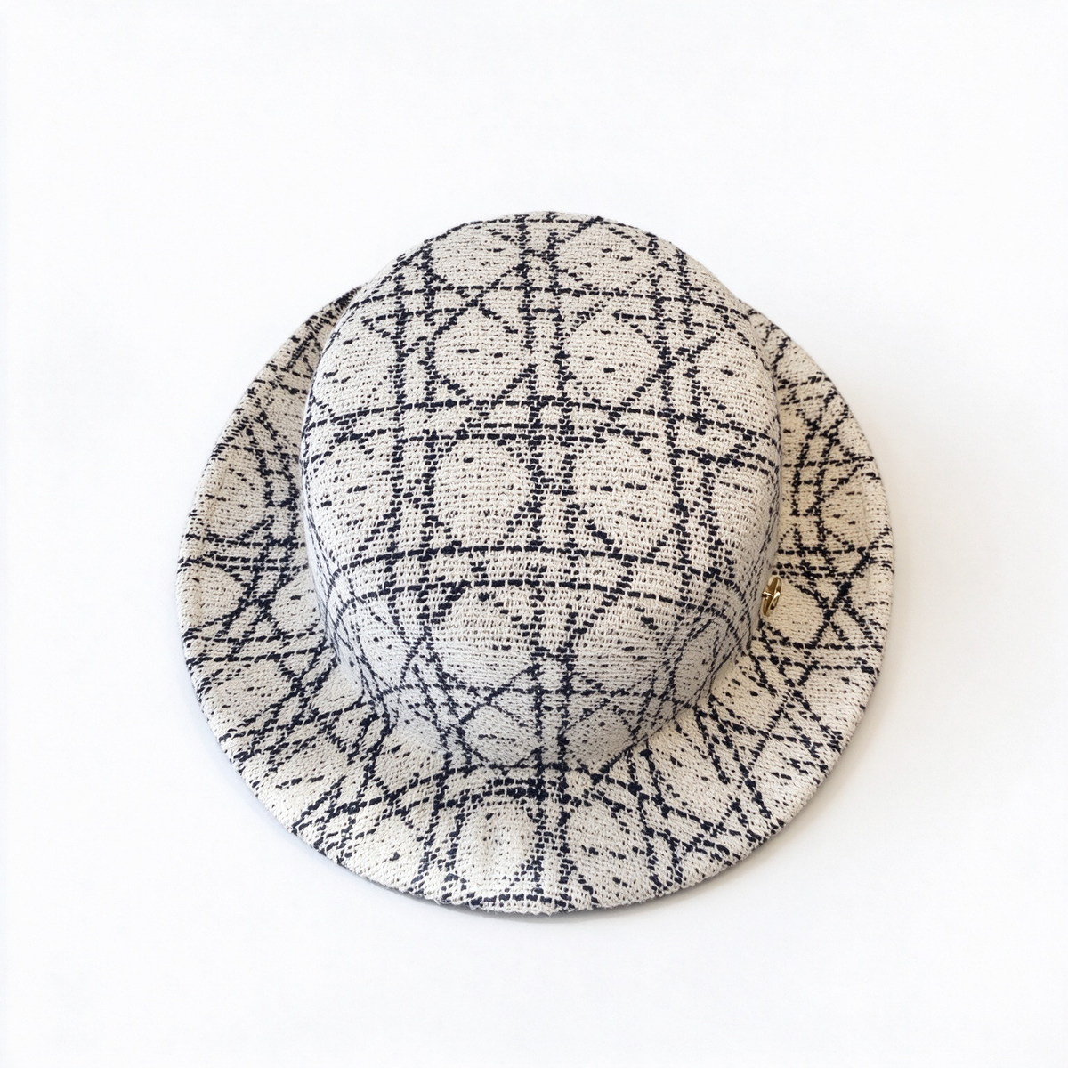 Dior Oblique Jacquard Bucket Hat — a navy blue and beige cotton-blend bucket hat, featuring a metal 'CD' buckle;