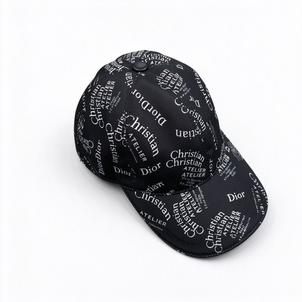 Dior Style Atelier All-Over Print Baseball Cap – Black Monogram Trucker Hat, Luxury French Designer Jacquard Sports Cap for Women & Men