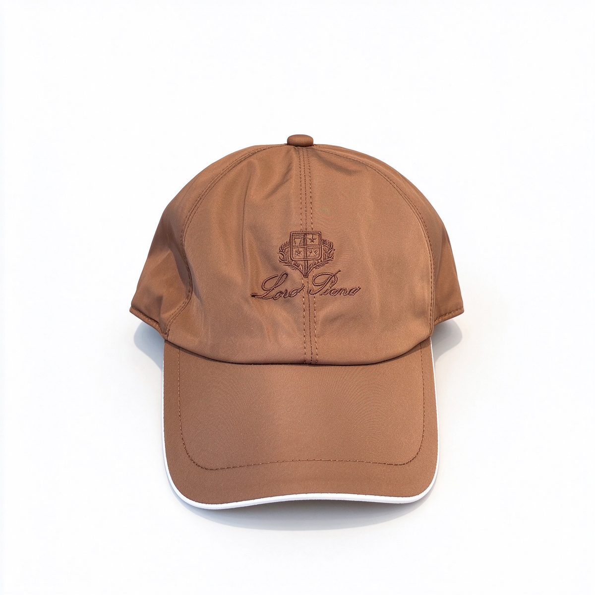 Loro Piana Storm System Baseball Cap | Bright Orange Waterproof Wind Microfiber Hat with White Trim & Tonal Embroidered Logo