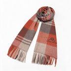 Loro Piana  Cashmere Large Check Scarf Shawl Rust Terracotta Grey | Luxury Plaid Oversized Wrap Women's & Men's Fine Accessories