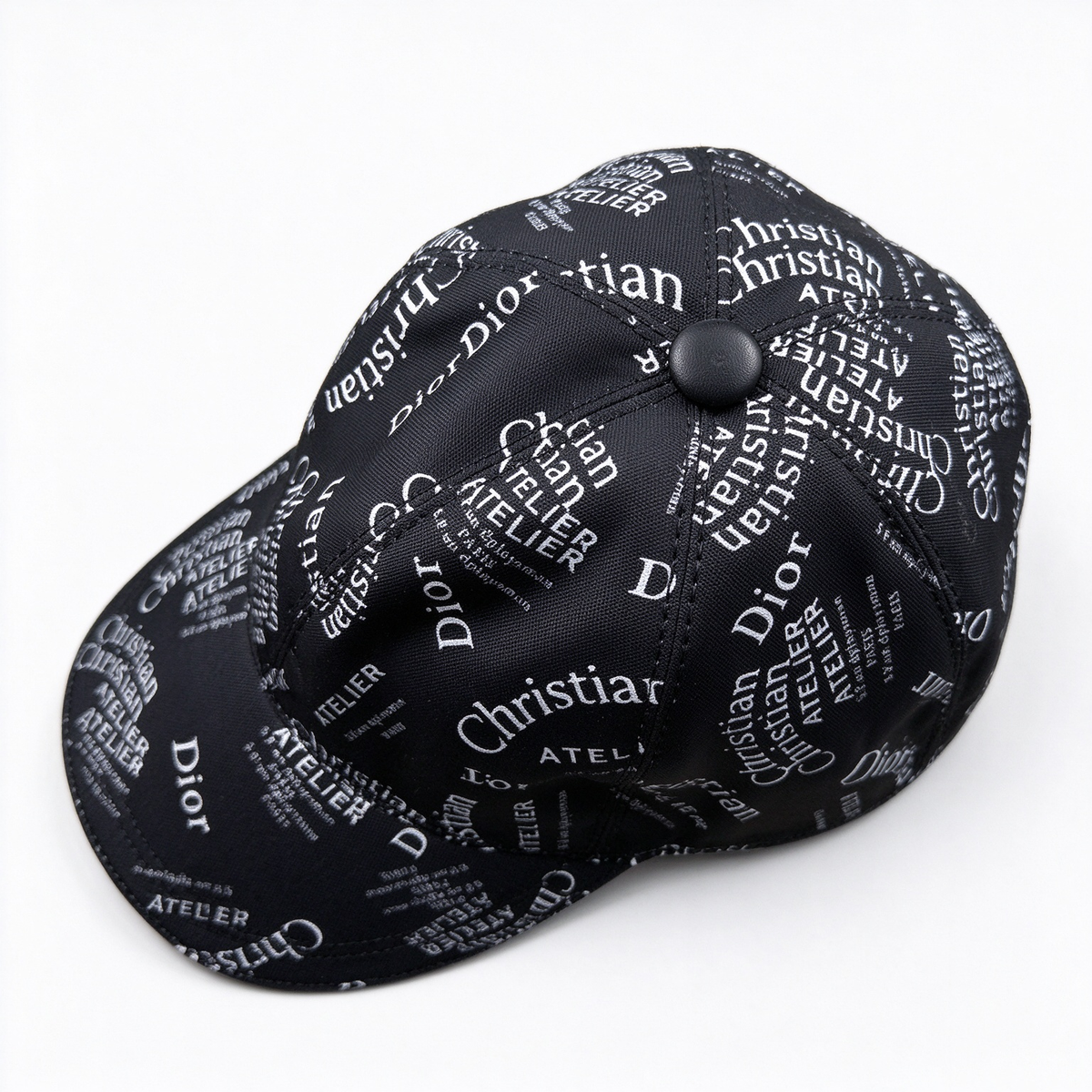 Dior Style Atelier All-Over Print Baseball Cap – Black Monogram Trucker Hat, Luxury French Designer Jacquard Sports Cap for Women & Men