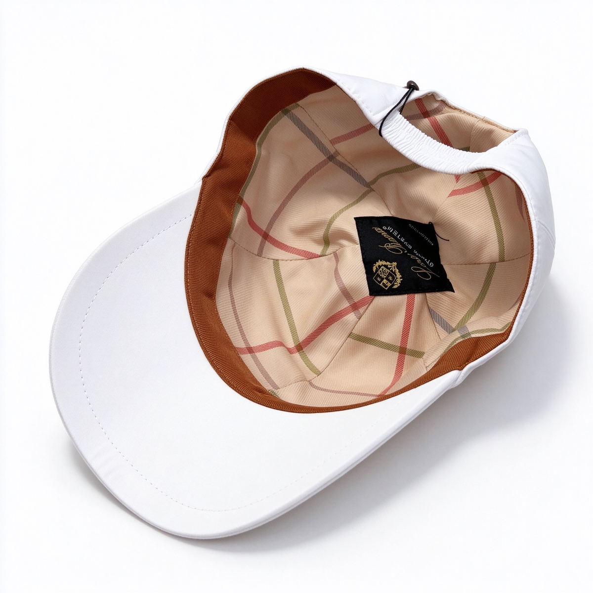 Loro Piana Storm System Baseball Cap | Classic White Waterproof Wind Microfiber Hat with White Trim & Gold Crest Badge