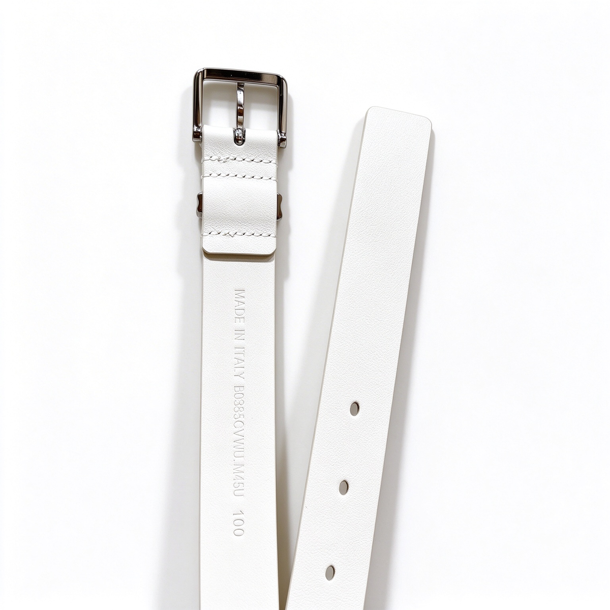 Christian Dior White Leather Belt | Silver Charm Heart Pearl Star Detail Pin Buckle — Luxury Designer Skinny Waist Belt