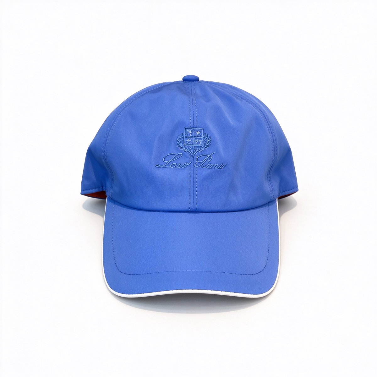 Loro Piana Storm System  Baseball Cap | Royal Blue Waterproof Wind Microfiber Hat with White Trim & Tonal Embroidered Logo