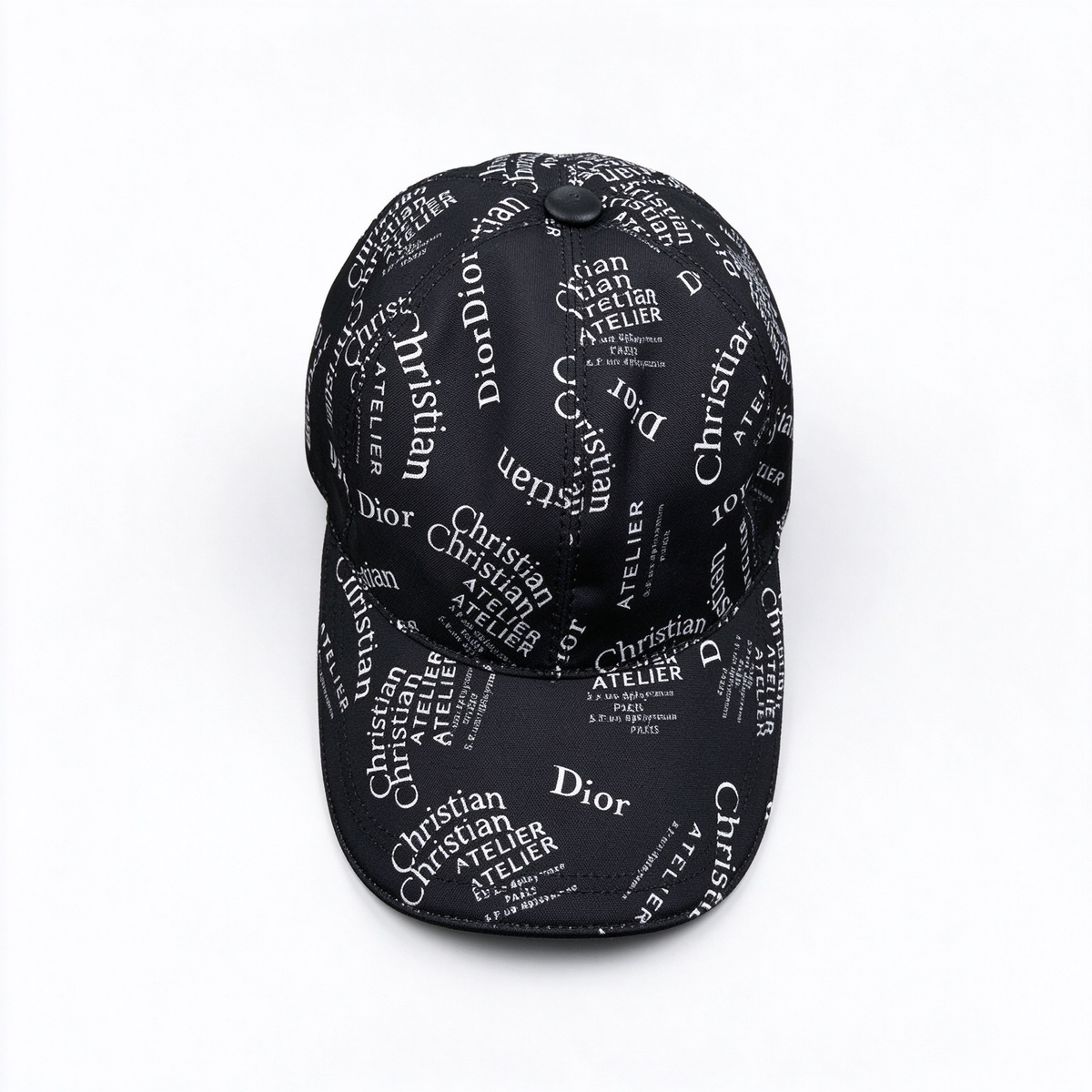Dior Style Atelier All-Over Print Baseball Cap – Black Monogram Trucker Hat, Luxury French Designer Jacquard Sports Cap for Women & Men