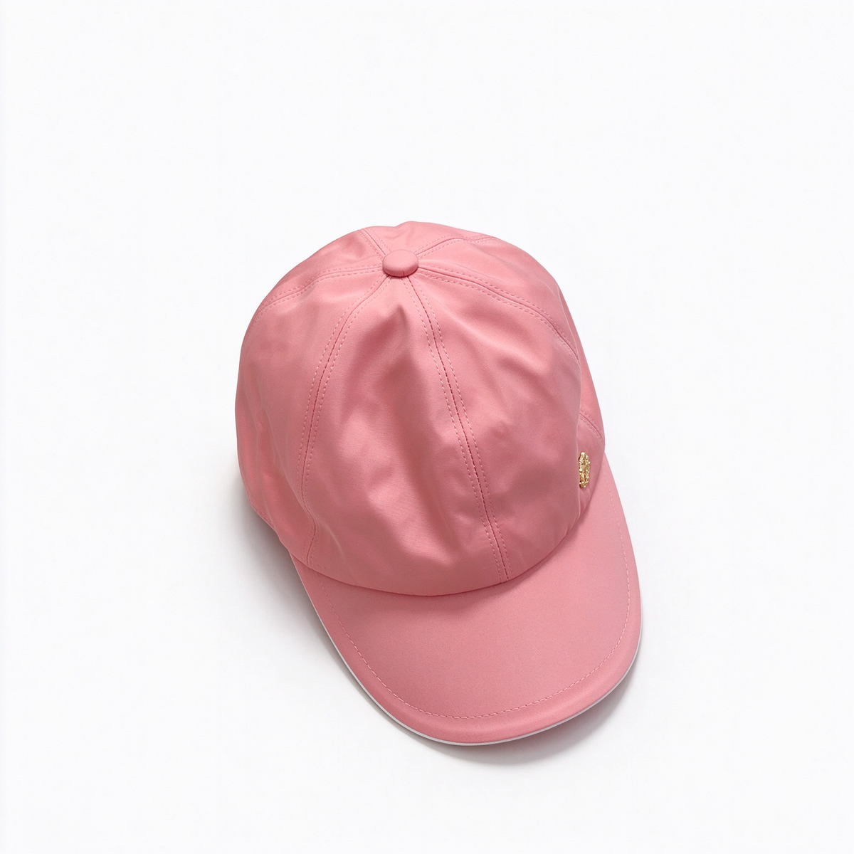 Loro Piana Storm System Baseball Cap | Dusty Rose Pink Waterproof Wind Microfiber Hat with White Trim & Gold Crest Badge