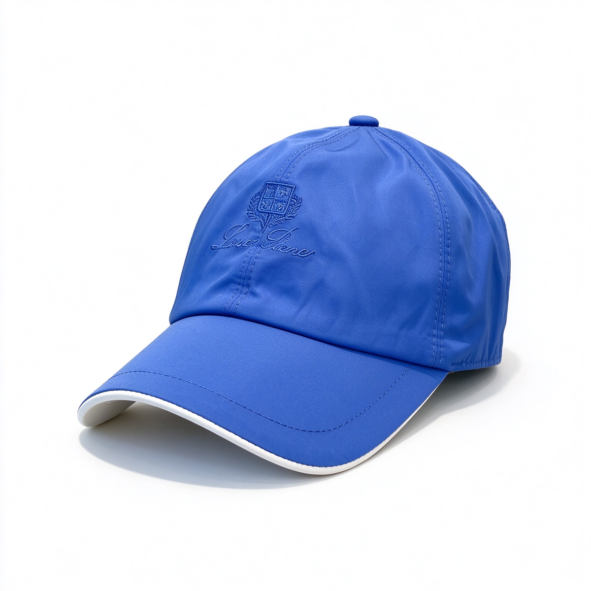Loro Piana Storm System  Baseball Cap | Royal Blue Waterproof Wind Microfiber Hat with White Trim & Tonal Embroidered Logo